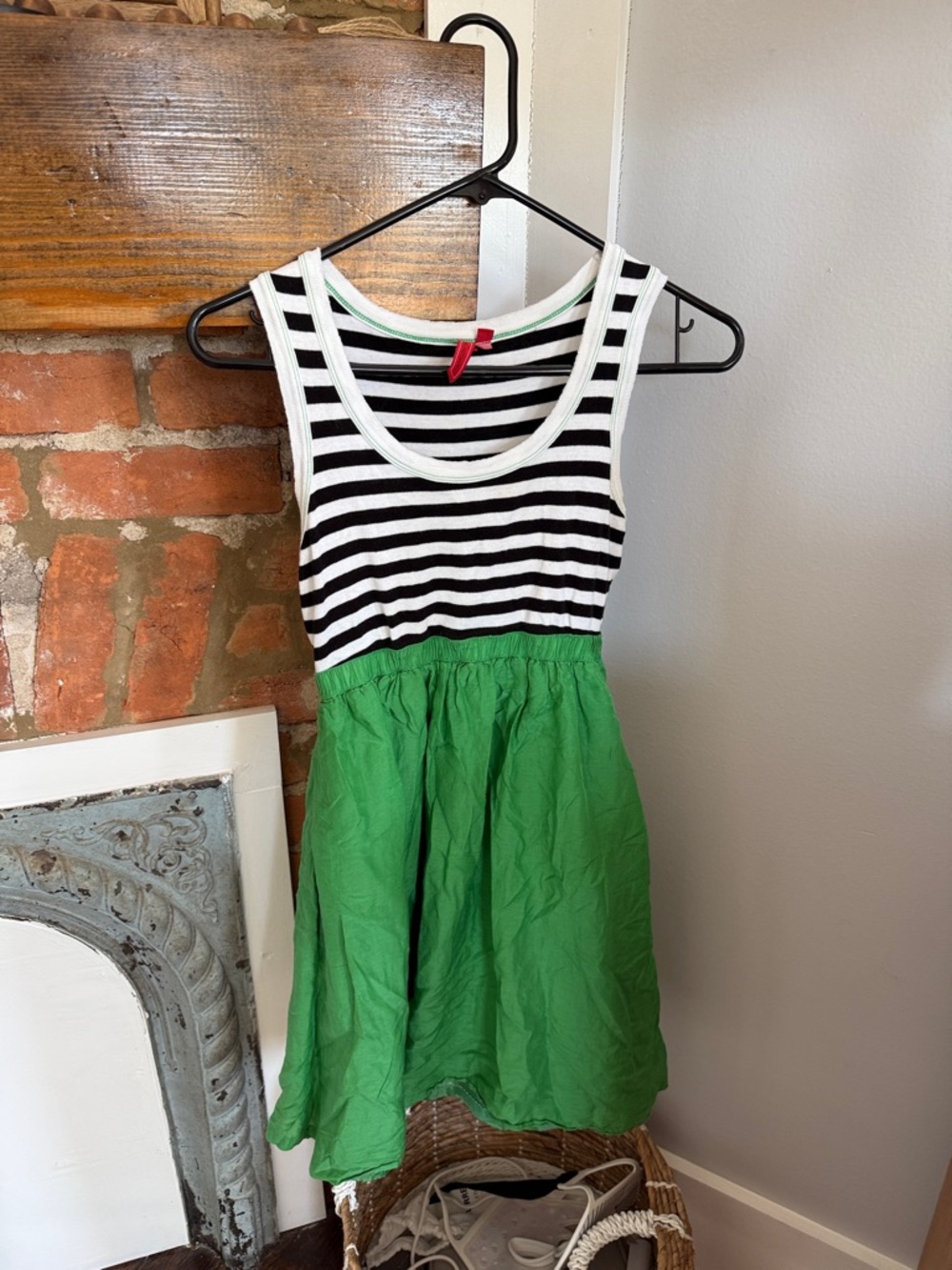 Anthropologie (One September) Black & White Striped Tank with Green Skirt